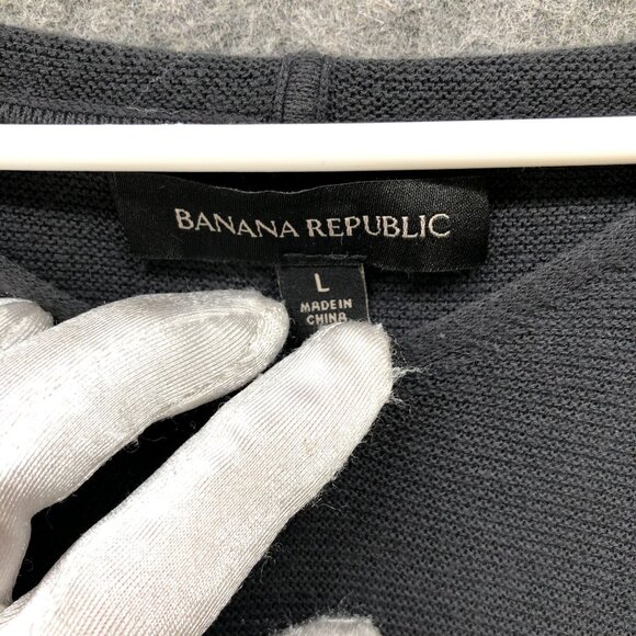 Banana Republic UV Resistant Sweater Hoodie Womens L Gray Rib Stitch Textured - Picture 5 of 9